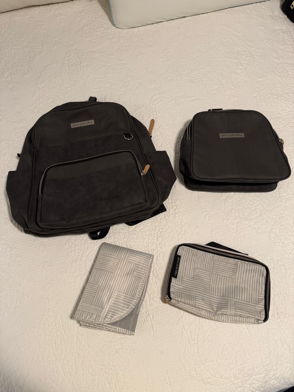 Petunia Pickle Bottom Sync Backpack + Tandem Lunch Tote in Carbon Cable Stitch